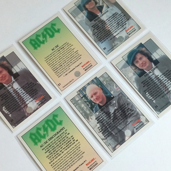 1991 Vintage Set of 6 AC/DC Rock Cards Trading Cards - Picture 16 of 17